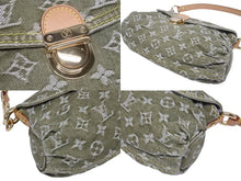 画像をギャラリービューアに読み込む, 極美品 LOUIS VUITTON ルイヴィトン ミニ プリーティ ワンショルダーバッグ M95217 モノグラム デニム カーキ ゴールド金具 中古 4b006278