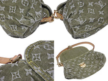 画像をギャラリービューアに読み込む, 極美品 LOUIS VUITTON ルイヴィトン ミニ プリーティ ワンショルダーバッグ M95217 モノグラム デニム カーキ ゴールド金具 中古 4b006278