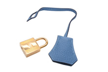 画像をギャラリービューアに読み込む, 極美品 HERMES エルメス クロシェット カデナ キー セット トゴ アズール シルバー金具 中古 4b006289