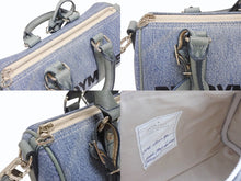 Load image into Gallery viewer, 極美品 READY MADE レディメイド OVER NIGHT PM オーバーナイトPM ハンドバッグ ショルダーバッグ デニム ブルー 刺繍 中古 4b006291