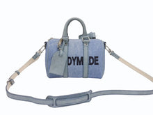Load image into Gallery viewer, 極美品 READY MADE レディメイド OVER NIGHT PM オーバーナイトPM ハンドバッグ ショルダーバッグ デニム ブルー 刺繍 中古 4b006291