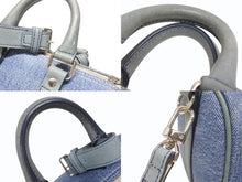 Load image into Gallery viewer, 極美品 READY MADE レディメイド OVER NIGHT PM オーバーナイトPM ハンドバッグ ショルダーバッグ デニム ブルー 刺繍 中古 4b006291