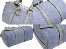 Load image into Gallery viewer, 極美品 READY MADE レディメイド OVER NIGHT PM オーバーナイトPM ハンドバッグ ショルダーバッグ デニム ブルー 刺繍 中古 4b006291