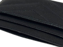 画像をギャラリービューアに読み込む, YVES SAINT LAURENT イヴサンローラン YSLロゴ カードケース 423291 BOW01 カーフスキン ブラック 美品 中古 4b006303