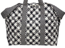 Load image into Gallery viewer, 極美品 CHANEL シャネル クルーズライン ギンガムチェック トートバッグ ボストンバッグ ホワイト ブラック 14番台 ココマーク シルバー金具 中古 4b006306