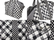 Load image into Gallery viewer, 極美品 CHANEL シャネル クルーズライン ギンガムチェック トートバッグ ボストンバッグ ホワイト ブラック 14番台 ココマーク シルバー金具 中古 4b006306