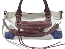画像をギャラリービューアに読み込む, BALENCIAGA バレンシアガ ザ・ファースト 2WAYハンドバッグ 103208 ボルドー ライトブルー ブルー 美品 中古 4b006309