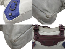 画像をギャラリービューアに読み込む, BALENCIAGA バレンシアガ ザ・ファースト 2WAYハンドバッグ 103208 ボルドー ライトブルー ブルー 美品 中古 4b006309