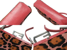 画像をギャラリービューアに読み込む, FENDI フェンディ ハラコ ワンショルダーバッグ ピンク ラインストーン レザー レオパード柄 シルバー金具 良品 中古 4b006310