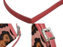 画像をギャラリービューアに読み込む, FENDI フェンディ ハラコ ワンショルダーバッグ ピンク ラインストーン レザー レオパード柄 シルバー金具 良品 中古 4b006310