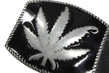 Load image into Gallery viewer, Lucien Pellat-Finet ルシアンペラフィネ ベルト 大麻柄 レザー ブラック サイズ34 85cm シルバー金具 美品 中古 4b006312