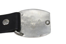 Load image into Gallery viewer, Lucien Pellat-Finet ルシアンペラフィネ ベルト 大麻柄 レザー ブラック サイズ34 85cm シルバー金具 美品 中古 4b006312