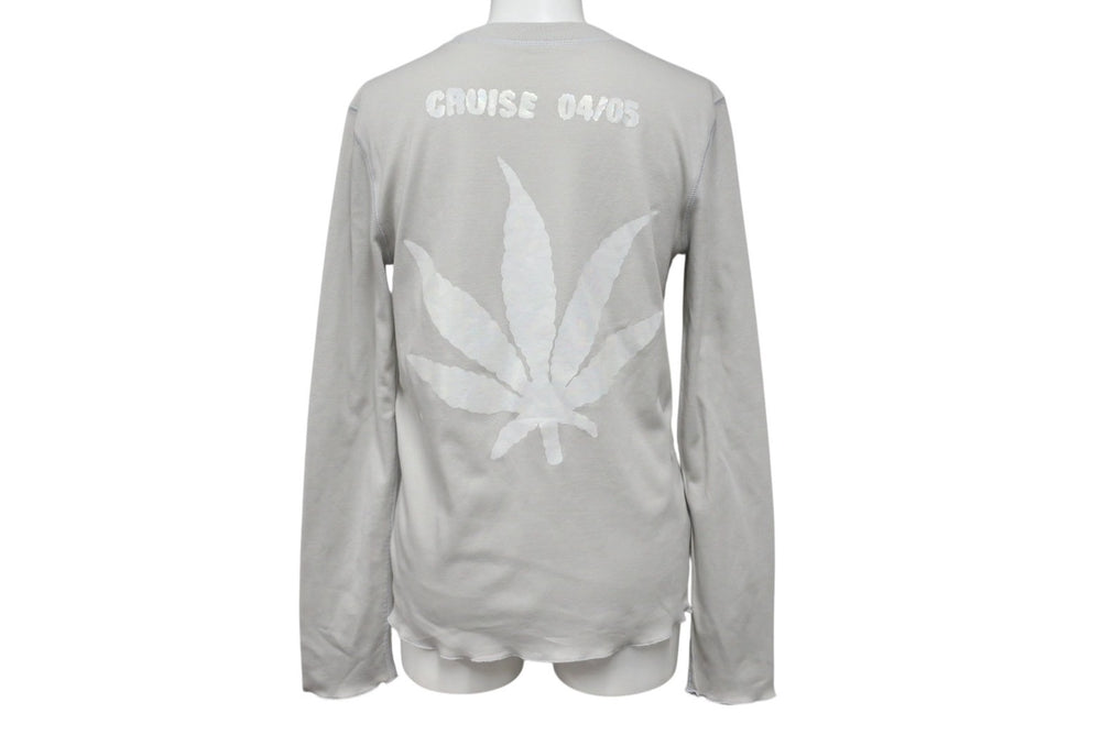 VINTAGE ヴィンテージ ロングスリーブTシャツ 長袖Tシャツ バックプリント 大麻柄 マリファナ コットン グレー サイズS 美品 中古 4b006317