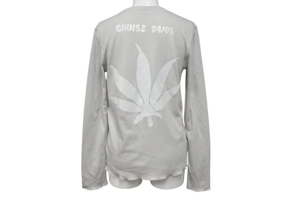 VINTAGE ヴィンテージ ロングスリーブTシャツ 長袖Tシャツ バックプリント 大麻柄 マリファナ コットン グレー サイズS 美品 中古 4b006317