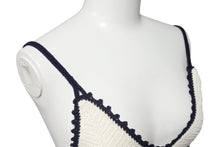 画像をギャラリービューアに読み込む, 新品同様 MIUMIU ミュウミュウ Cotton bralette コットンブラレット ブラジャー トップス 2024-2025AW ホワイト ネイビー サイズ38 中古 4b006323