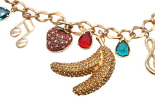 Load image into Gallery viewer, 極美品 DOLCE&amp;GABBANA ドルチェアンドガッバーナ ネックレス WPJ1S2W00011 重量約211.3g フルーツ ブラス ラインストーン 中古 4b006325