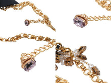 画像をギャラリービューアに読み込む, DOLCE&amp;GABBANA ドルチェアンドガッバーナ クリスタル メッキ ベルト ゴールド パープル ピンク 美品 中古 4b006326