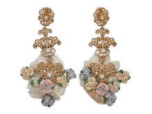 Load image into Gallery viewer, DOLCE&amp;GABBANA ドルチェアンドガッバーナ イヤリング 重量約47.8g レース ブラス ラバー フェイクパール 美品 中古 4b006330