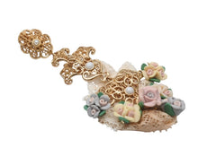 Load image into Gallery viewer, DOLCE&amp;GABBANA ドルチェアンドガッバーナ イヤリング 重量約47.8g レース ブラス ラバー フェイクパール 美品 中古 4b006330