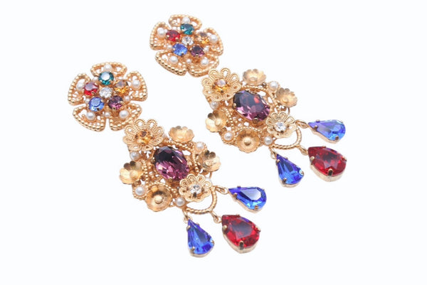 DOLCE&GABBANA ドルチェアンドガッバーナ イヤリング 重量約41.3g ブラス フェイクパール ラインストーン 美品 中古 4b006331