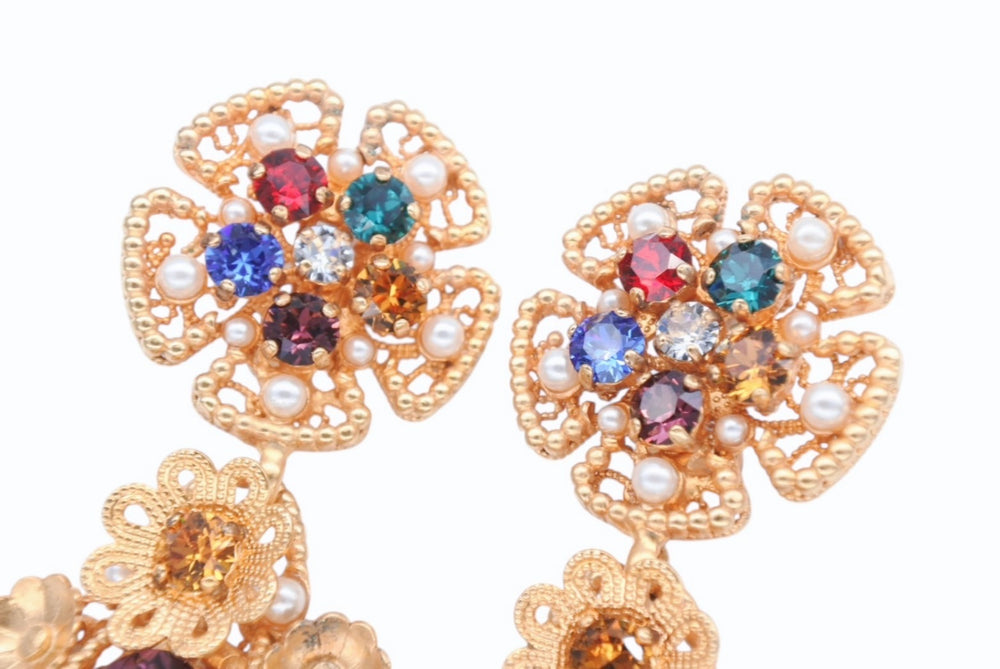 DOLCE&GABBANA Dolce &amp; Gabbana Earrings, Weight approx. 41.3g, Brass, Faux Pearl, Rhinestone, Excellent Condition, Used, 4b006331
