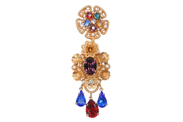 DOLCE&GABBANA ドルチェアンドガッバーナ イヤリング 重量約41.3g ブラス フェイクパール ラインストーン 美品 中古 4b006331