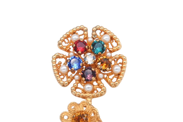 DOLCE&GABBANA ドルチェアンドガッバーナ イヤリング 重量約41.3g ブラス フェイクパール ラインストーン 美品 中古 4b006331