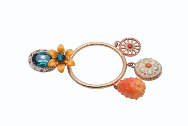 DOLCE&GABBANA ドルチェアンドガッバーナ イヤリング フラワーモチーフ オレンジ マルチカラー ゴールド金具 美品 中古 4b006334