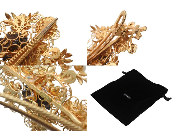 DOLCE&GABBANA ドルチェアンドガッバーナ ヘアクリップ ダッカール 重量約67.1g ブラス ラインストーン エンジェル 薔薇 美品 中古 4b006335