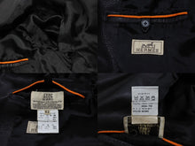画像をギャラリービューアに読み込む, HERMES エルメス レザーコート ブラック フランス製 牛革レザー レーヨン サイズ52 美品 中古 4b006342