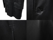 画像をギャラリービューアに読み込む, HERMES エルメス レザーコート ブラック フランス製 牛革レザー レーヨン サイズ52 美品 中古 4b006342