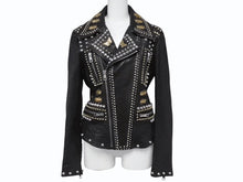 画像をギャラリービューアに読み込む, 極美品 GUCCI グッチ ダブルライダースジャケット スタッズ 刺繍 シープスキン ブラック サイズ38 中古 4b006347