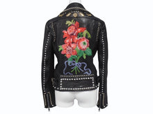 画像をギャラリービューアに読み込む, 極美品 GUCCI グッチ ダブルライダースジャケット スタッズ 刺繍 シープスキン ブラック サイズ38 中古 4b006347