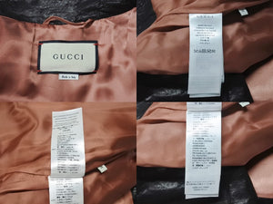 極美品 GUCCI グッチ ダブルライダースジャケット スタッズ 刺繍 シープスキン ブラック サイズ38 中古 4b006347