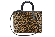 Load image into Gallery viewer, CHRISTIAN DIOR クリスチャンディオール レディディオール ラージ ハラコ レザー レオパード シルバー金具 美品 中古 4b006349