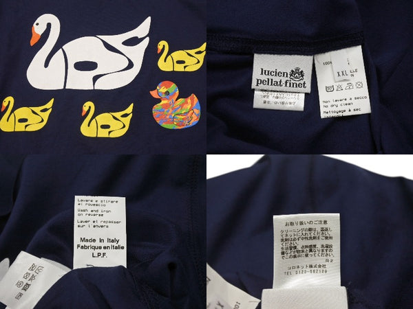 極美品 lucien pellat finet ルシアンペラフィネ 長袖Tシャツ ロングスリーブ コットン ネイビー マルチカラー サイズXXL 中古 4b006350