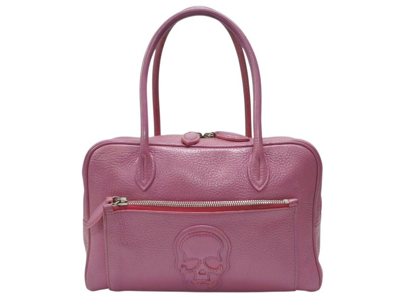 Lucien Pellat-Finet Lucien Pellat-Finet Handbag Mini Boston Bag Skull Pink Leather Good Condition Used 4b006351