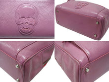 Load image into Gallery viewer, Lucien Pellat-Finet ルシアンペラフィネ ハンドバッグ ミニボストンバッグ スカル ピンク レザー 美品 中古 4b006351