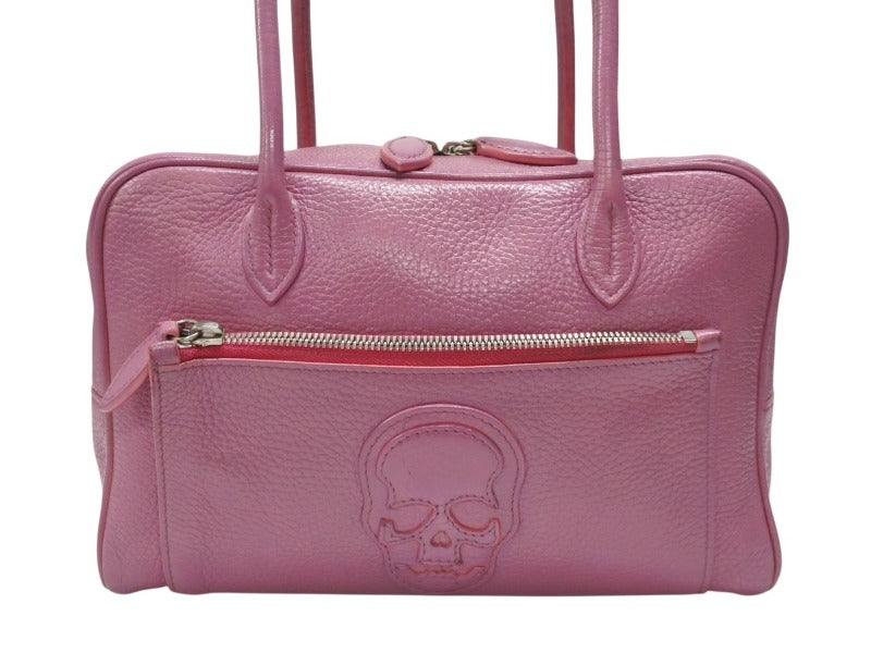 Lucien Pellat-Finet Lucien Pellat-Finet Handbag Mini Boston Bag Skull Pink Leather Good Condition Used 4b006351