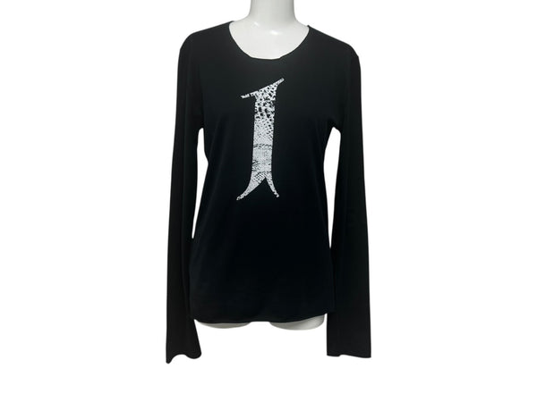 lucien pellat finet ルシアンペラフィネ 長袖Tシャツ ロングスリーブTシャツ ブラック ホワイト サイズS 美品 中古 4b006354