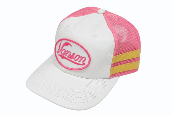 新品未使用 Supreme シュプリーム × Vanson ヴァンソン レザーキャップ ピンク ホワイト ONE SIZE 58cm H79FW25 中古 4b006374