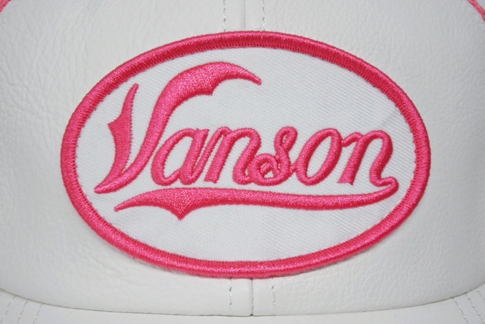 新品未使用 Supreme シュプリーム × Vanson ヴァンソン レザーキャップ ピンク ホワイト ONE SIZE 58cm H79FW25 中古 4b006374