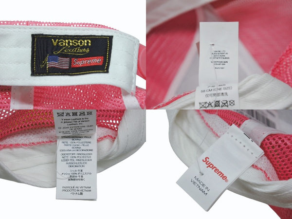 新品未使用 Supreme シュプリーム × Vanson ヴァンソン レザーキャップ ピンク ホワイト ONE SIZE 58cm H79FW25 中古 4b006375