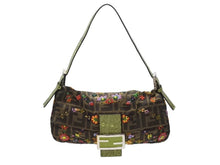 画像をギャラリービューアに読み込む, FENDI フェンディ ズッカ柄 ビーズ刺繍 マンマバケット ハンドバッグ ワンショルダーバッグ ブラウン ゴールド金具 ロゴ 美品 中古 4b006386