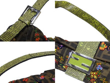 画像をギャラリービューアに読み込む, FENDI フェンディ ズッカ柄 ビーズ刺繍 マンマバケット ハンドバッグ ワンショルダーバッグ ブラウン ゴールド金具 ロゴ 美品 中古 4b006386