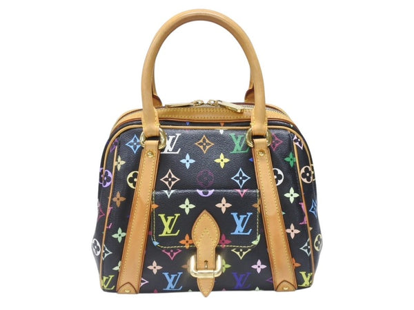極美品 LOUIS VUITTON ルイヴィトン モノグラムマルチカラー プリシラ M40097 ハンドバッグ ノワール ブラック ゴールド金具 中古 4b006395