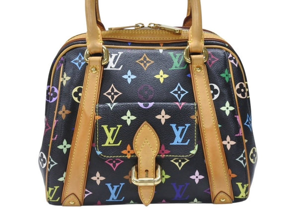 極美品 LOUIS VUITTON ルイヴィトン モノグラムマルチカラー プリシラ M40097 ハンドバッグ ノワール ブラック ゴールド金具 中古 4b006395