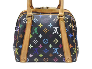 極美品 LOUIS VUITTON ルイヴィトン モノグラムマルチカラー プリシラ M40097 ハンドバッグ ノワール ブラック ゴールド金具 中古 4b006395