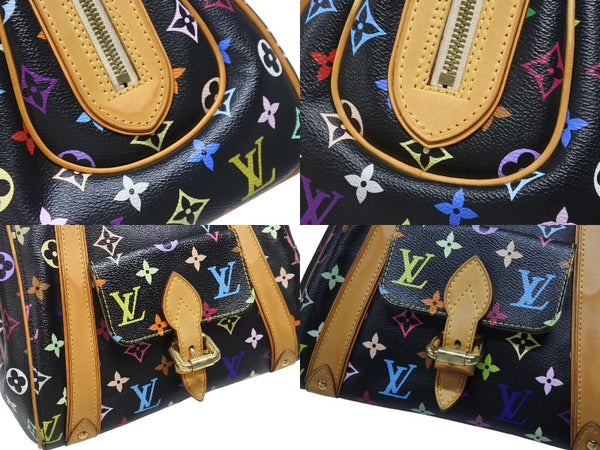 極美品 LOUIS VUITTON ルイヴィトン モノグラムマルチカラー プリシラ M40097 ハンドバッグ ノワール ブラック ゴールド金具 中古 4b006395