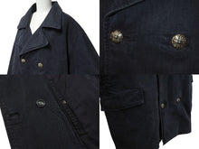 画像をギャラリービューアに読み込む, 極美品 CHROME HEARTS クロムハーツ クロスボールボタン ヘリンボーン Pコート コットン ネイビー サイズXXL 中古 4b006399
